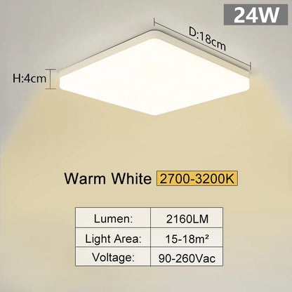 Square Led ceiling lamp, bedroom lighting, Neutral white, cold white, warm white, 48W 36W 24W 18W led ceiling light room, MARPOU