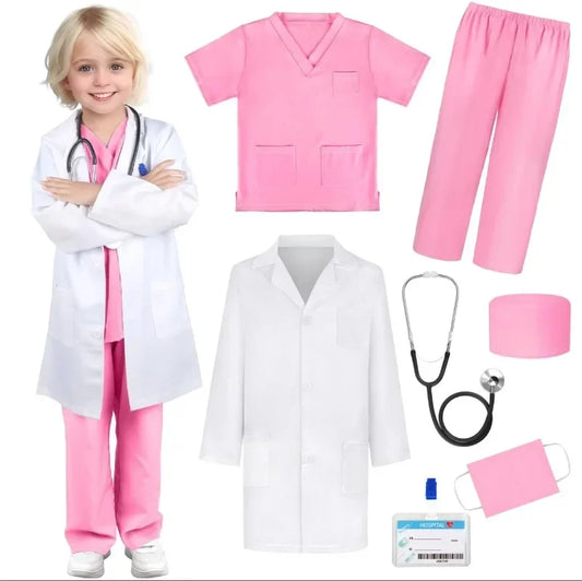Children's, Men's, and Women's Retro Dance Clothes, Children's White Lab Coat, and Small Doctor's Surgical Clothes. Cosplay Costumes