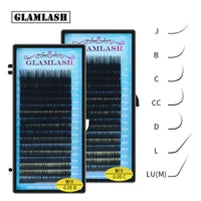 GLAMLASH Colored Lashes Lake Blue/Lavender/Cinnamon/Dark Green/Matcha Grey Individual Natural False Colorful Eyelash Extension