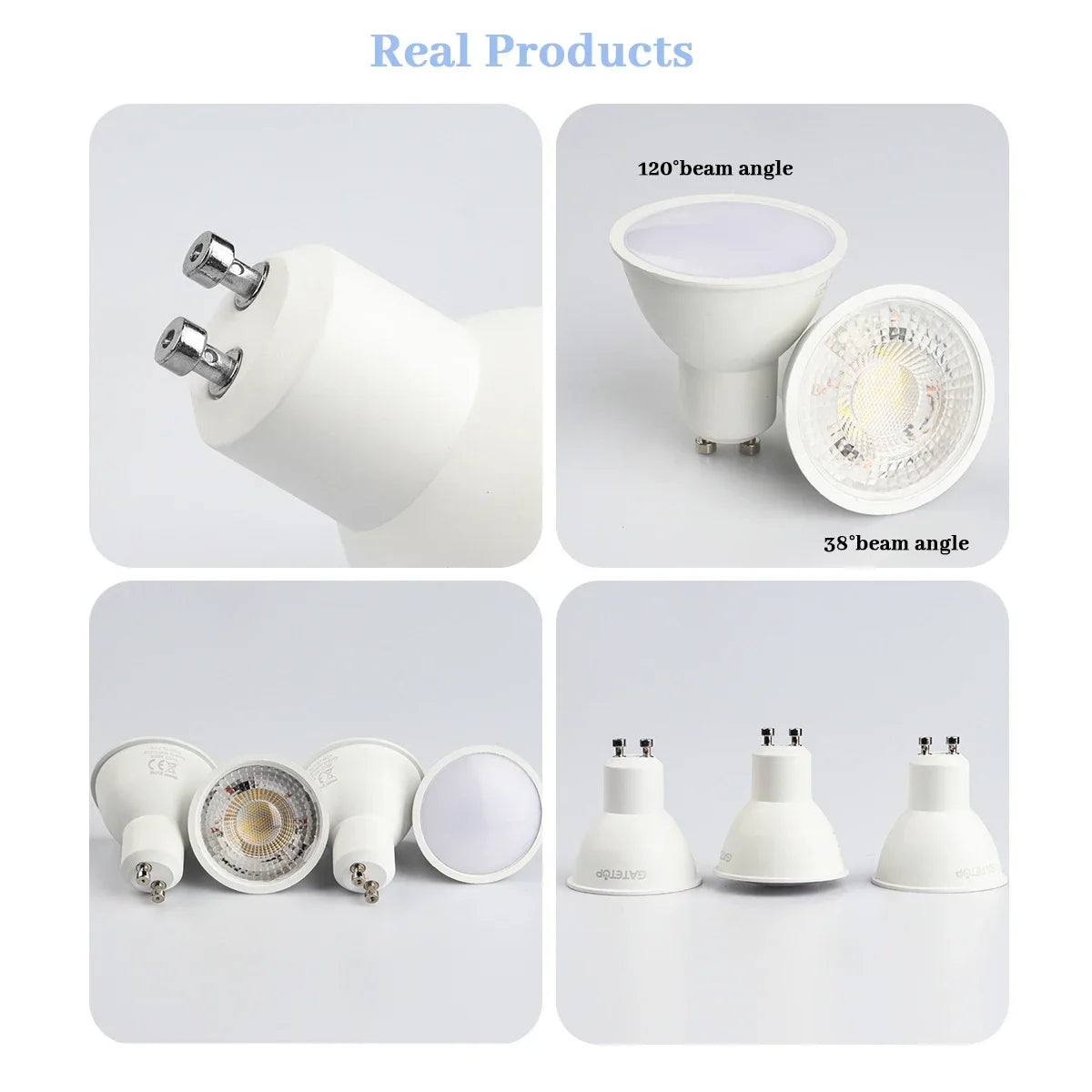 8pcs, Led Bulb Lamps, GU10, AC 220V 110V Light Spot Real Power, 3W 5W 6W 7W 8W 9W Warm White Cold White Lampada for Home LEDs Lamp