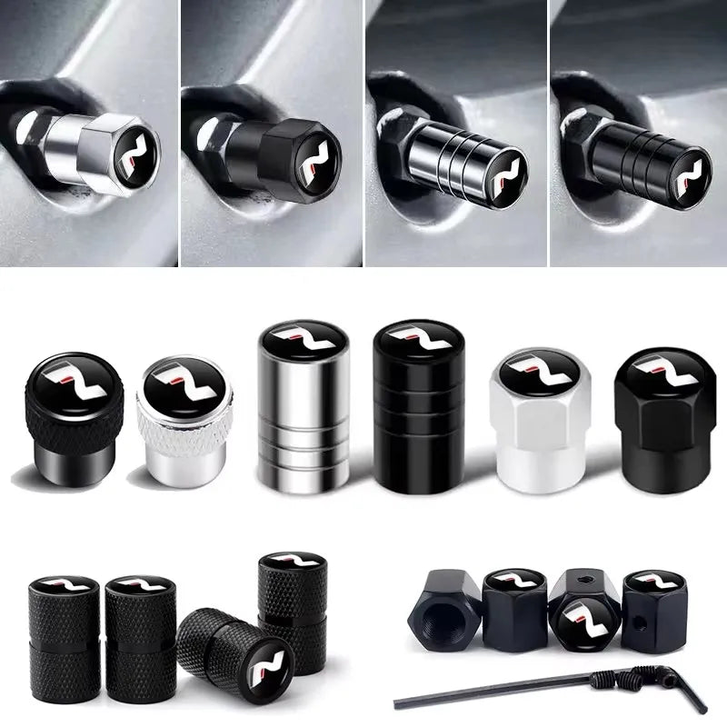 4Pcs Car Wheel Tire Valve Caps Air Stem Covers For N Line Sonata Tucson Azera Elantra Veloster Kona Santa Accessories