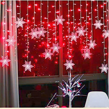 3.2M Christmas Snowflake Curtain String Lights, Indoor Christmas Light, Wedding Home Party New Year LED Xmas Lamps, Eave Decoration