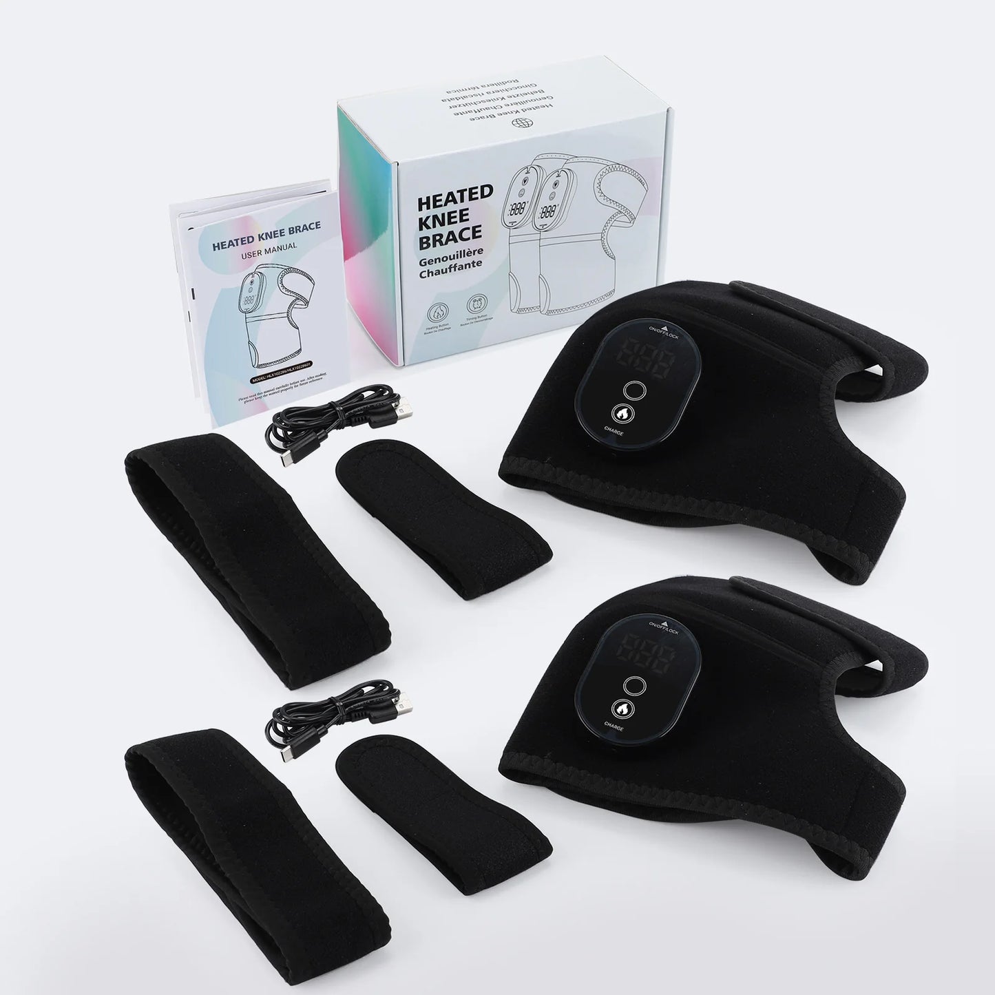 Thermal Knee Massager 3-in-1 Shoulder, Knee, and Elbow Heating Massage Support Brace Rechargeable Vibration Pad Machine Muscle Relaxer