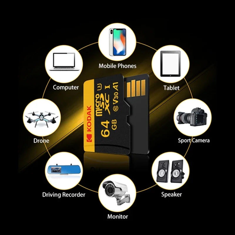 KODAK 100% Original Micro sd Card 32GB 64GB 128GB 256GB Microsd Memory Card Class10 SDXC U3 4K TF Card for Drone Phone