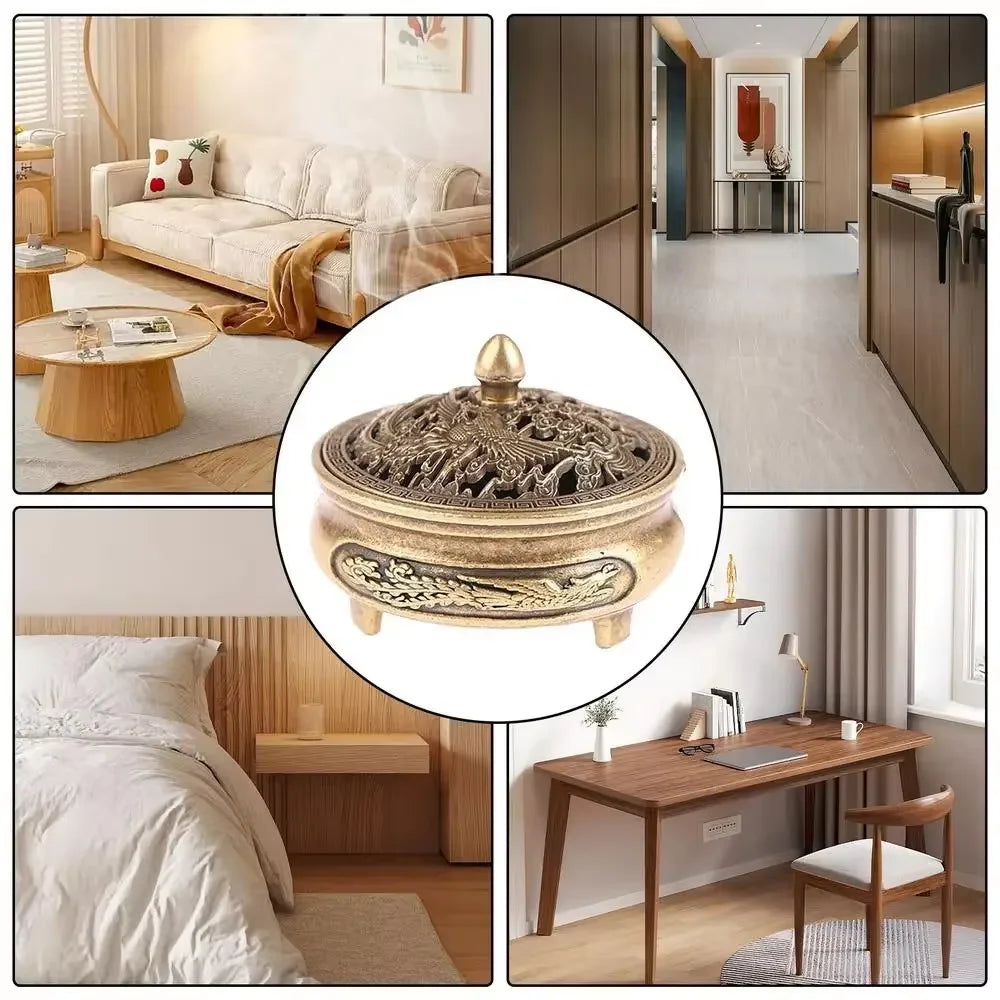 Longfeng Fingertip Stove, Three-Legged Small Incense Burner, Non-Stick Powder Tray, Creative Aromatherapy Burner 1PC