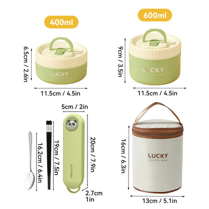 WORTHBUY Portable Insulated Lunch Box 304 Stainless Steel Bento Box With Cutlery&Thermal Bag Microwave Leak-proof Food Container