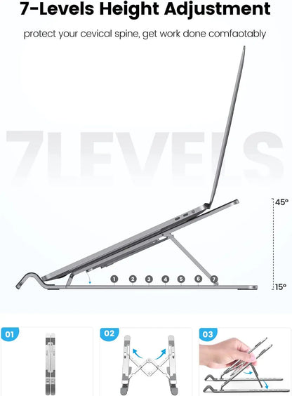 ORICO Foldable Laptop Stand Holder Riser Portable Adjustable Aluminum Notebook Stand Computer Stand 7 Angles for MacBook Tablets