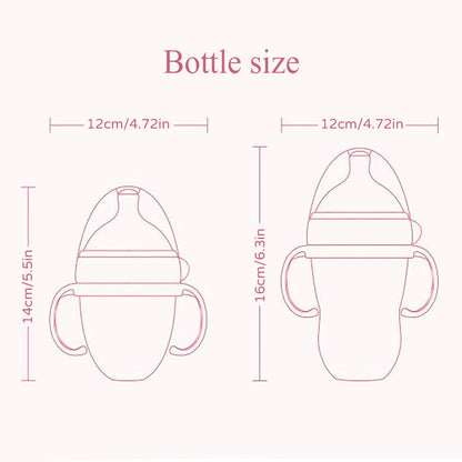 New 0-36 months baby nano-silicone bottle, 240ml 150ml Baby Bottle with handle Breastmilk-like design Soft milk pulling