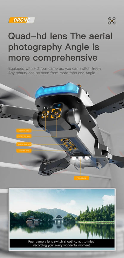 Drone, 4K Professional Camera 8K GPS HD Aerial Photography Dual-Camera Omnidirectional Obstacle Avoidance Drone, Camera Drone