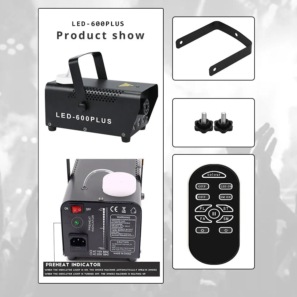 Disco Party automatic fog machine LED-600PLUS wedding club fogger DJ remote smoke device