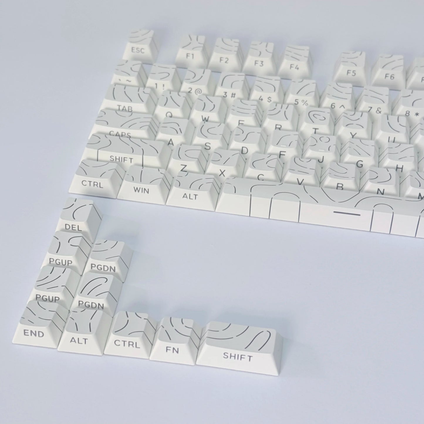 Contour Lines Translucent Keycaps Side Engraving Cherry Profile Black White Key Cap 60 70 80 90 100 Layout Mechanical Keyboard