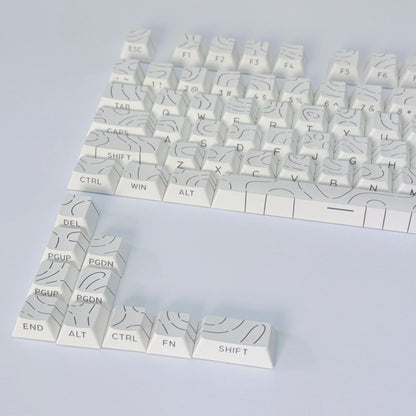 Contour Lines Translucent Keycaps Side Engraving Cherry Profile Black White Key Cap 60 70 80 90 100 Layout Mechanical Keyboard