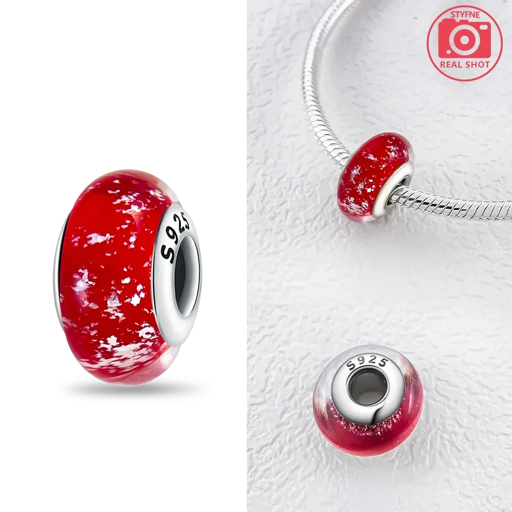 Silver 925 Colorful Flower Series Murano Glass Beads Charm Fit Original Bracelet Murano Glass DIY for Women Jewelry Gift