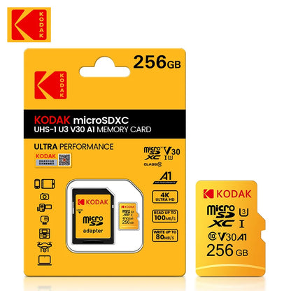 Original Kodak U3 A1 V30 MicroSD 128GB 32GB 64GB 256GB Class 10 Cards 32 64 128 256 GB Video Phone Memory Card