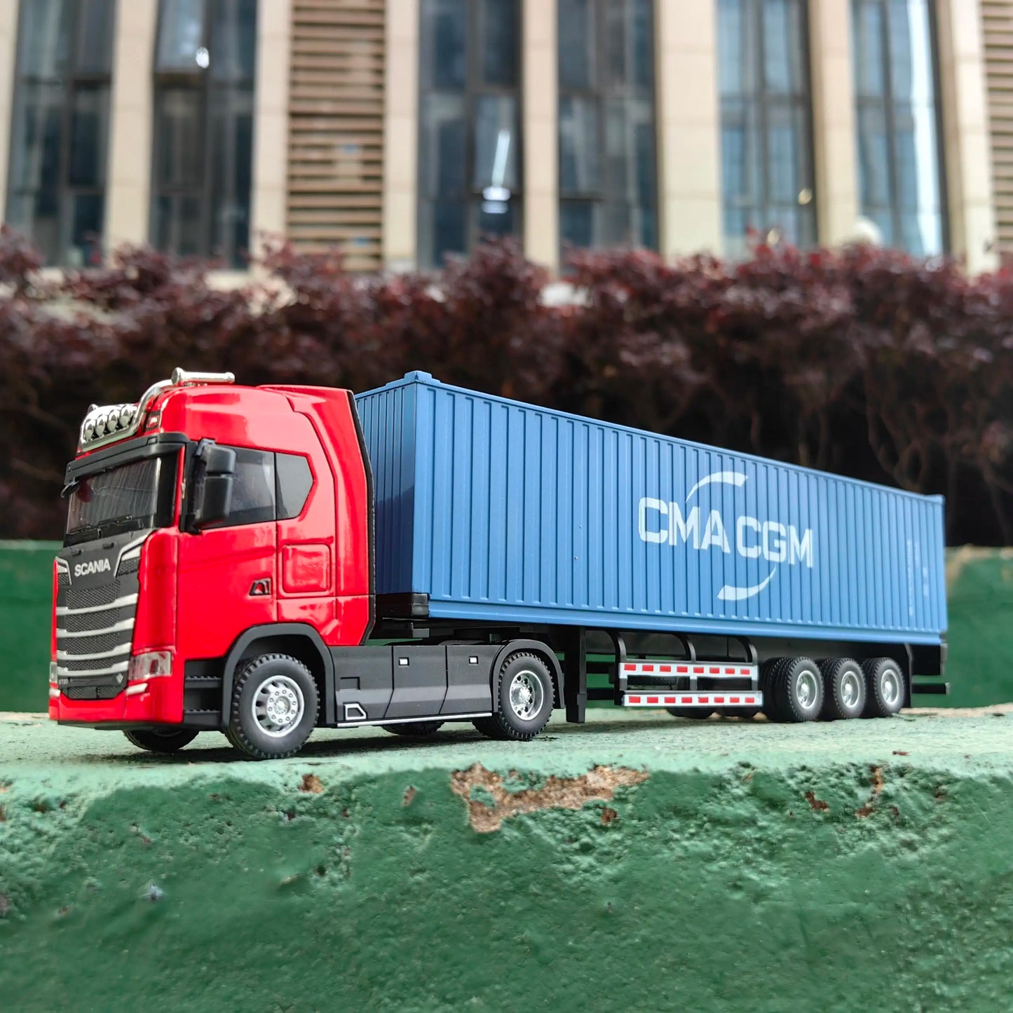 1:50 Alloy Diecast Large Truck Model Car Toy Simulation Container Toy Sound and Light Pull BackTransport Vehicle Model Kid Gifts