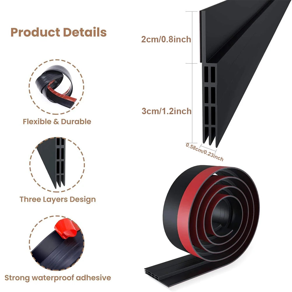 1m Under Door Draft Stopper Weatherstrip 5 Colors Flexible Silicone Rubber Sealing Strip Self-adhesive Window Gap Acoustic Tape