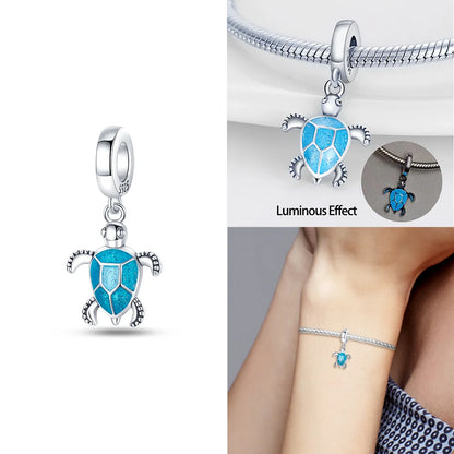 Charms 925 Silver Blue Original Stars Heart Zircon Chameleon Panda Glass Beads Fit Bracelet Jewelry Women Diy Accessories