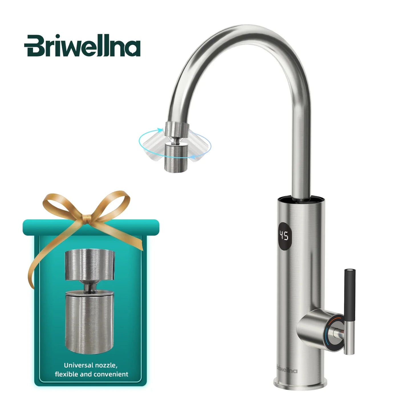 Briwellna Electric Water Heater Hot Water Faucet 2-in-1 Basin Tap Tankless Geyser 220V Instant Water Heater Faucet For Home