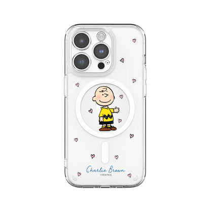 S-Snoopy Wireless Charging Case for iPhone 17 Air 16 E 15 14 13 12 Mini 11 Pro Max Transparent Acrylic Silicone Edge Hard Cover
