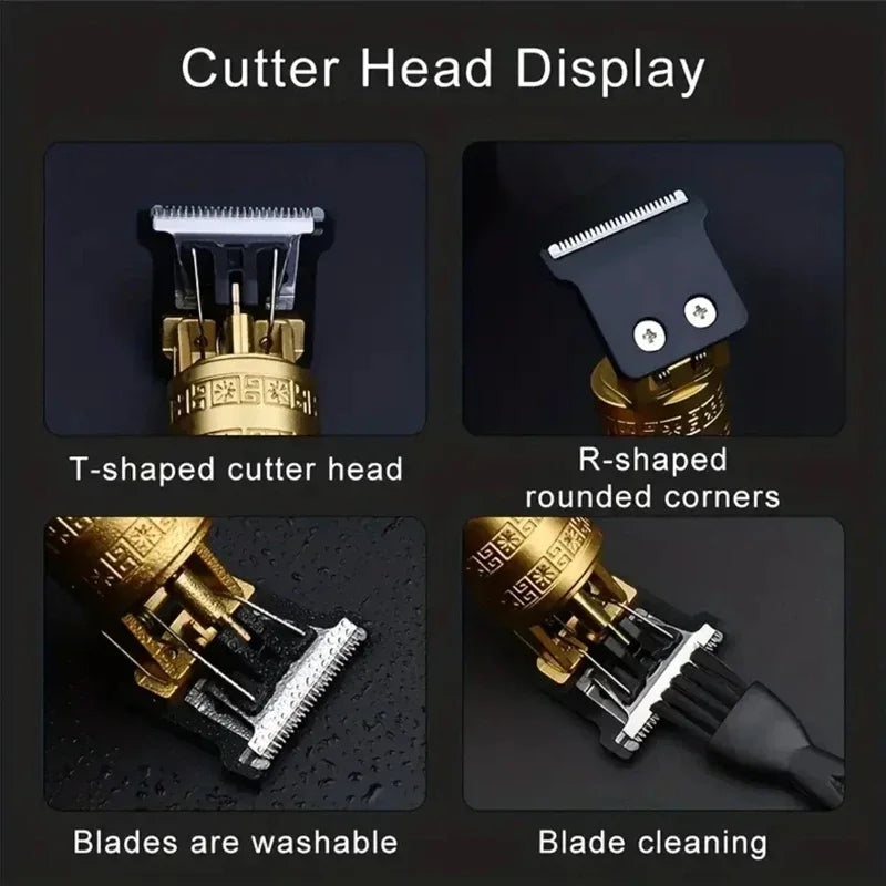Electric Hair Clipper for Men Professional Barber Shaver Beard Trimmer Dragon Buddha Design Body Hair Cutting Machine USB