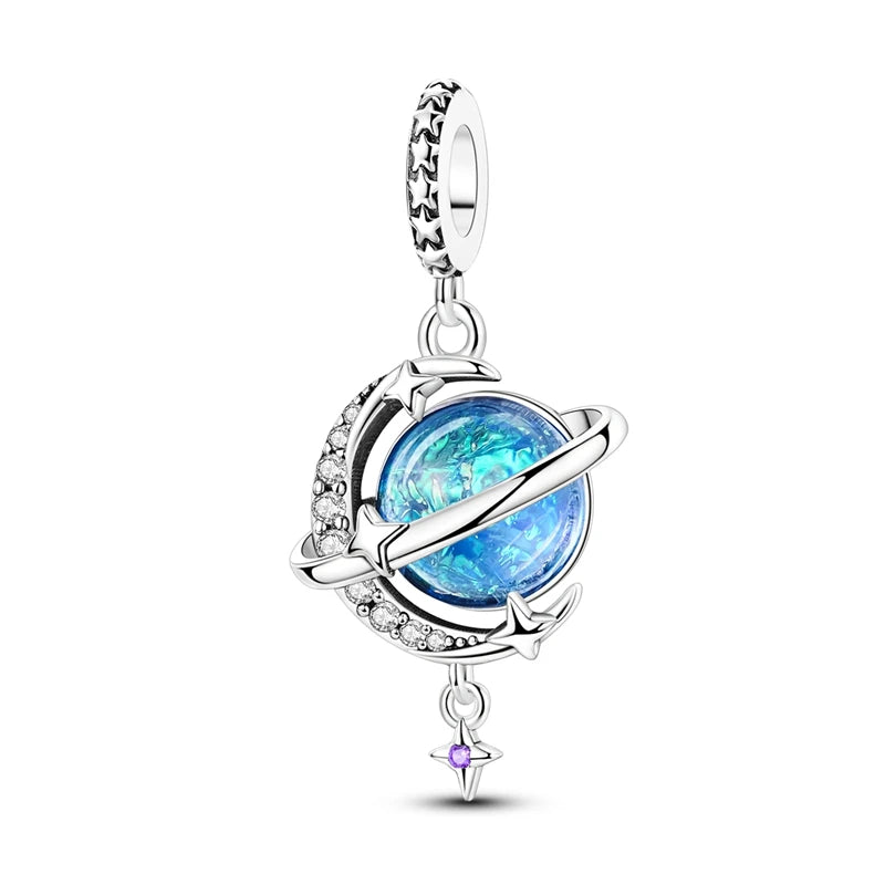 PAMELA 925 Sterling Silver Sea Turtle Starfish Blue Charm Dolphin Octopus Shell Bead For Original Charms Bracelets Ocean Jewelry