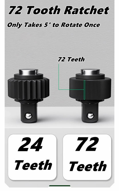 1/4，3/8，1/2 Inch Drive Socket Adjustable Ratchet Wrench Extendable Handle Wrench 72-Tooth Quick-Release Reversible