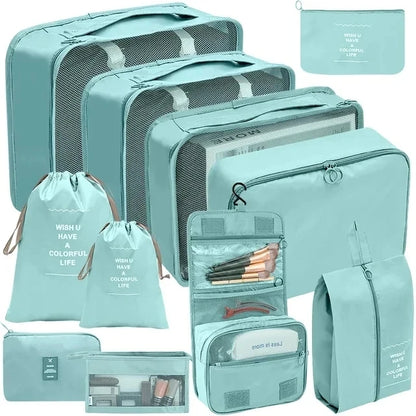 11 PCS/Set Travel Storage Bag Clothes Organizer Bags Luggage Suitcase Organizer Waterproof Wash Bag Clothes Storage Ziplock Bag