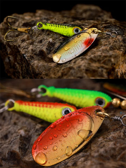 Rotating Metal Spinner Fishing Lures 9.1g 7cm Rotating Sequin Artificial Hard Baits Crap Bass Pike Treble Hook Fishing Tackle