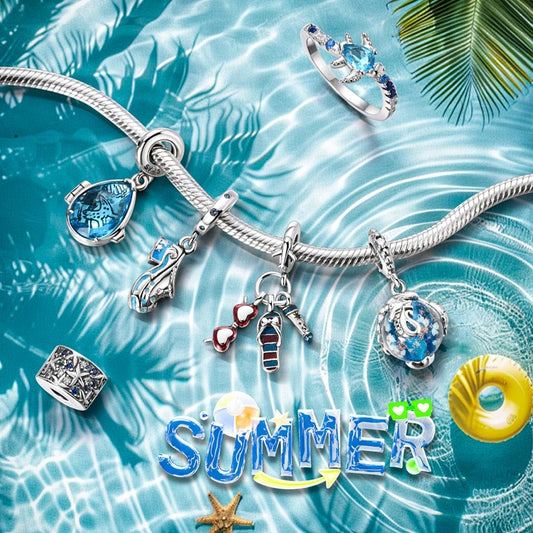 Nuevos abalorios de verano, colgantes, abalorios de tortuga, estrella de mar, concha de vieira, plata de ley 925, que se ajustan a la pulsera original, accesorios de joyería DIY