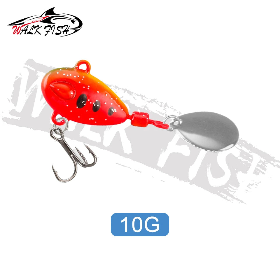 WALK FISH Sinking 3g-21g VIB Lure Spoon Spinner Fishing Bait Wobblers Metal Jig Rotating Sequin Tail Far Casting For Sea Bass