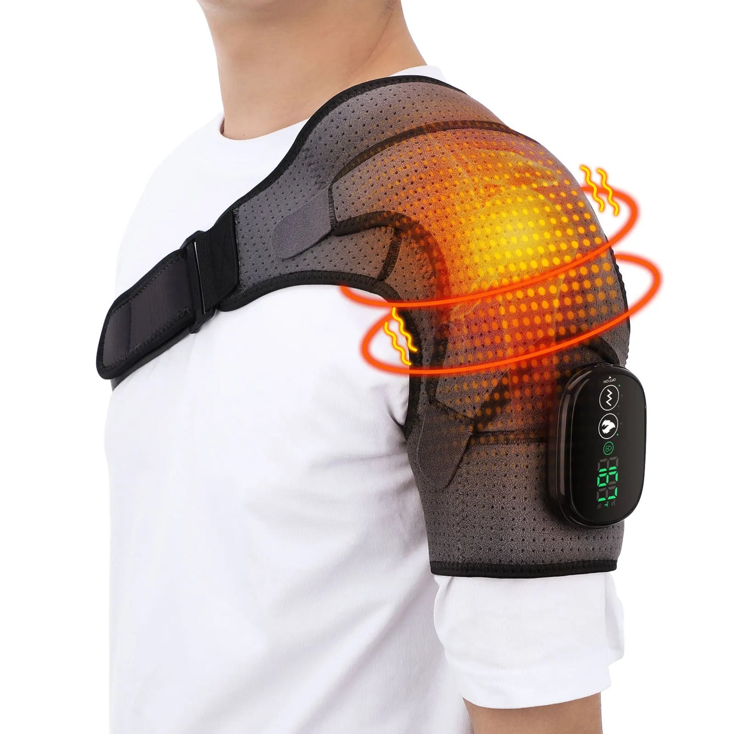 Electric Heating Shoulder Massage Belt Back Shoulder Brace Shoulder Support Adjustable LED Hot Compress Heating Shoulder Shawl