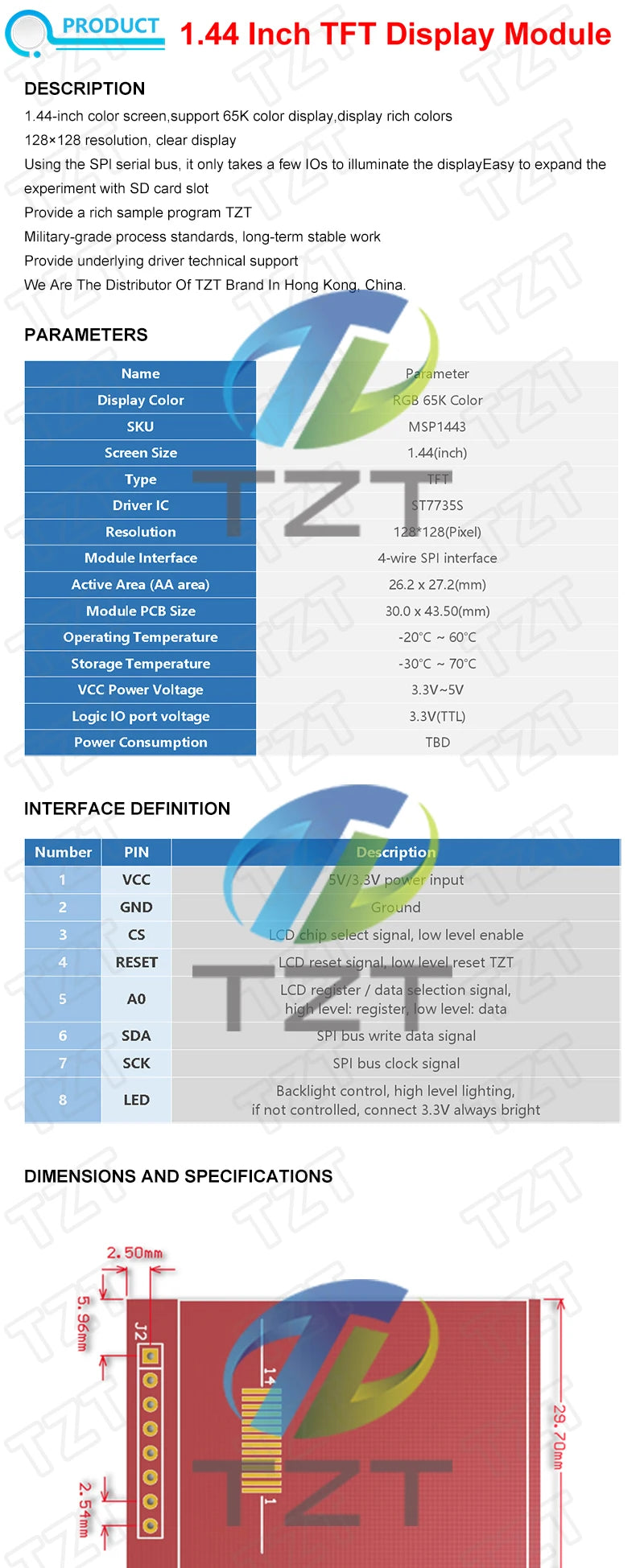 TFT Display, 0.96/1.3/1.44/1.8/2.4/2.8/3.5 Inch TFT Full Color Screen LCD Module, ST7735 ILI9341 Driver Interface SPI for Arduino
