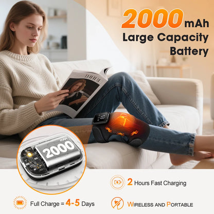 3-in-1 Heated Vibration Massager for Knee, Shoulder, and Elbow - 3 Heat Levels, 3 Vibration Modes, Non-Slip Wrap Design