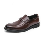 Men's Formal Leather Shoes Classic Style Slip-On Loafers Round Toe Breathable Non-Slip Business Dress Wedding Office Casual Shoes