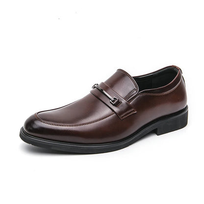 Men's Formal Leather Shoes Classic Style Slip-On Loafers Round Toe Breathable Non-Slip Business Dress Wedding Office Casual Shoes