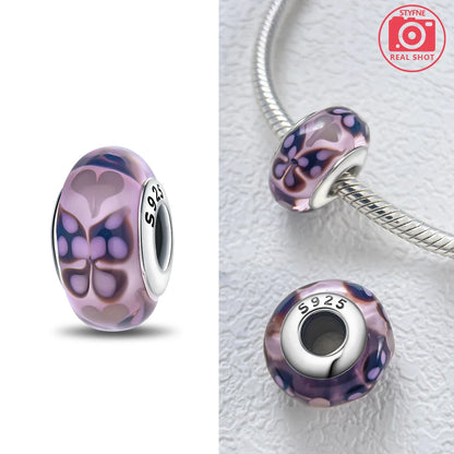 Original 925 Silver Charms Flower Blue Star Green Turtle Glass Beads Fit Bracelet Women DIY Gift Murano Jewelry Accessories