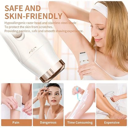 SoftAura 3 IN 1Electric Hair Trimmer for Women Waterproof Painless Body Hair Removal Bikini Arm Leg Face Shaver Personal Care