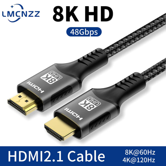 8K HDMI Cable, High Speed Hdmi Cables, Braided Nylon & Gold Connectors, HDMI2.1 4K @ 120Hz 8K@60Hz for Laptop PS5 Xbox HDTV