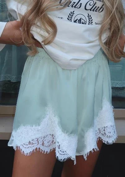 Women Satin Silk Lace Trim Shorts, Silky Low Rise Boxer Shorts, Y2k Teen Girls Cute Y2K Coquette Lounge Slip Bottoms, HIRIGIN