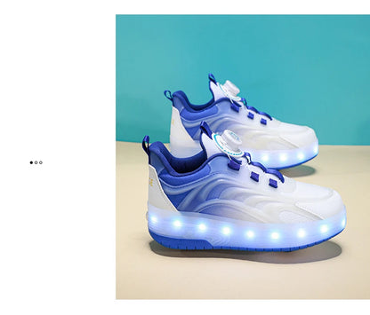 Two Wheels Children's Led Light Roller Skate Shoes For Kids Boys Girls Glowing Sports Luminous Sneakers Skateboard USB Charging