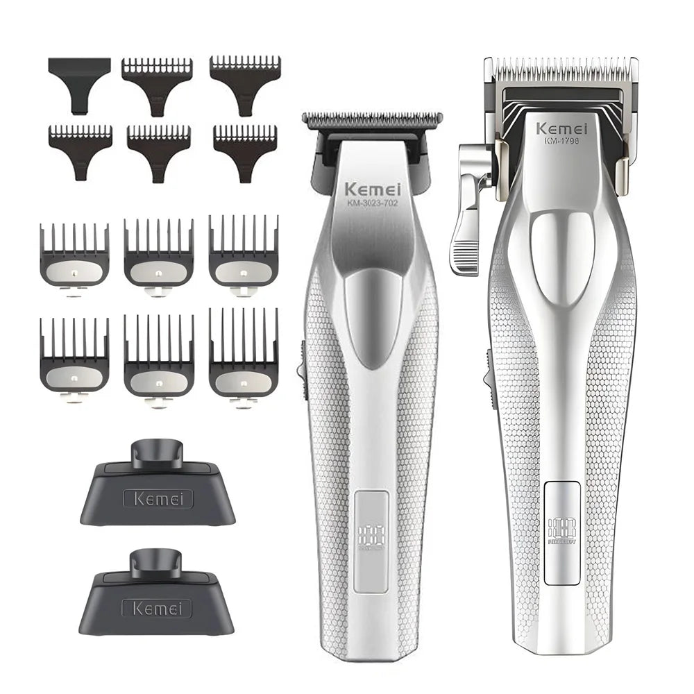 Kemei KM-3023-702 Baber Professional Hair Clipper Hair Cutting Machine With Charging Base For Men Electric Hair Trimmer Men Gift