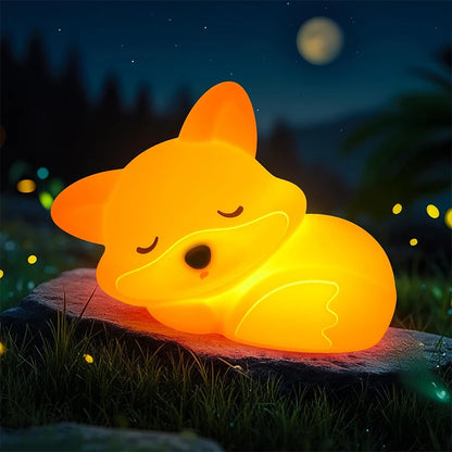 Fox Night Light, Squishy Silicone Lamp Novelty Gifts, Rechargeable Dimmable Timer Bedside Touch Nightlight for Breastfeeding