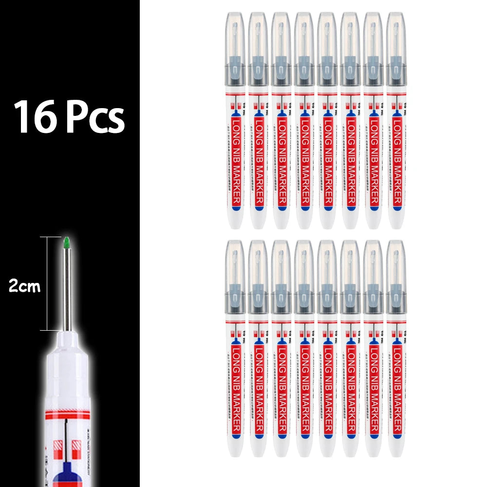 4-80Pcs 2cm Waterproof Long Head Markers Deep Hole Marker Pen for Metal Carpenter Red/Black/Blue/Green Ink Woodworking Tools