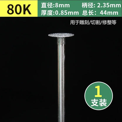 6PCS 2.35mm Shank Grinding Bit Ultra-Thin T Head Diamond Mounted Point Stone Jade Carve Polish Engrave Tool 0.5mm-8mm