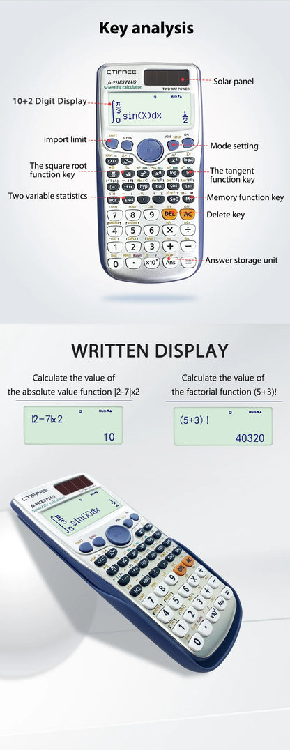 Calculator for FX-991ES-PLUS Original Scientific Calculator 417 Functions for High School University Students Office Coin Battery