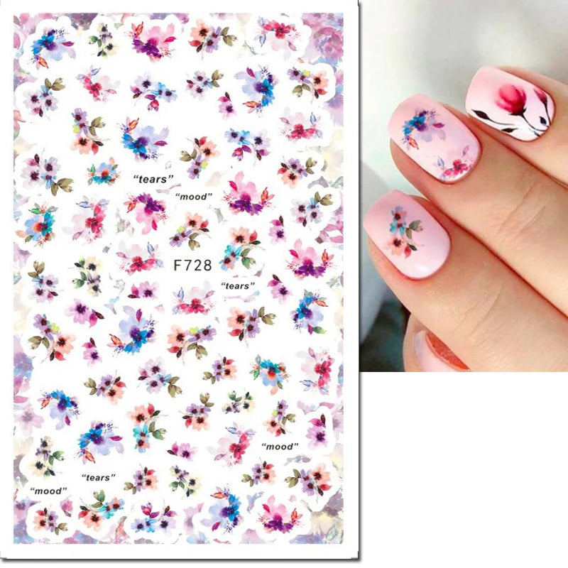 3d Nail Art Decals Tropical Palm Leaves Flowers Laces Faces Adhesive Sliders Nail Stickers Decoration For Nail Manicure