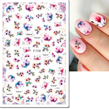 3d Nail Art Decals Tropical Palm Leaves Flowers Laces Faces Adhesive Sliders Nail Stickers Decoration For Nail Manicure
