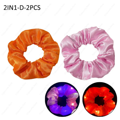 LED Luminous Scrunchies Hairband Women Glowing Elastic Hair Tie Hair Rope Girl Glow in the Dark Party Supplies Hair Accessory