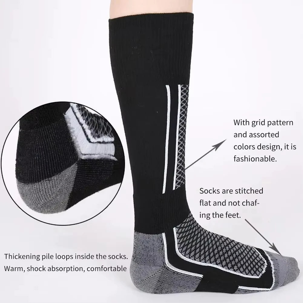 1Pair Winter Warm Thickening Ski Stockings Hiking Socks For Women Men Children Outdoor Anti-Cold High Sports Stockings