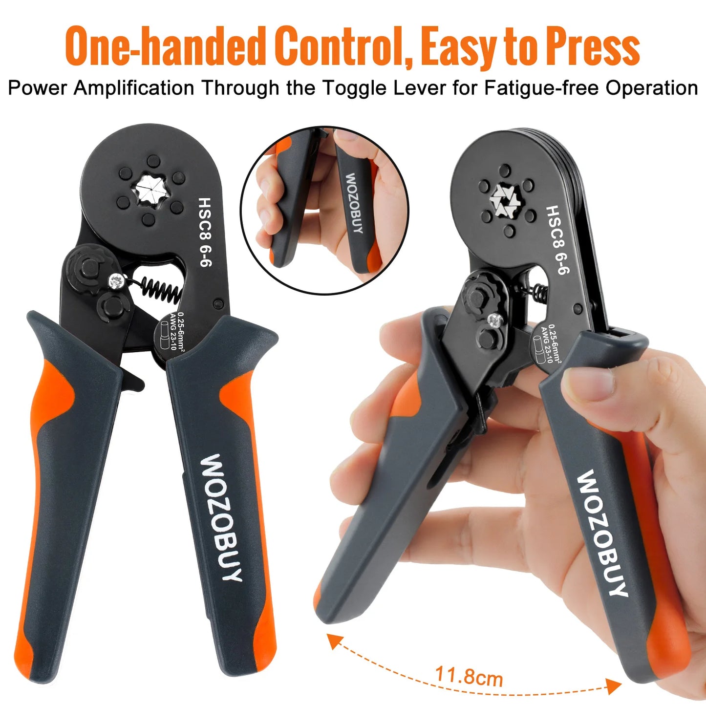 Self-Adjusting Wire Strippers and Crimper Tool,Hexagonal Self-Adjustable Ratchet Ferrule Crimping Tool Kit with Wire Terminals